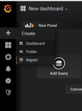 Grafana menu dashboard import